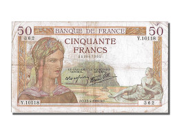 Billet, France, 50 Francs, 50 F 1934-1940 ''Cérès'', 1939, 1939-04-13, TB+ - 50 F 1934-1940 ''Cérès''
