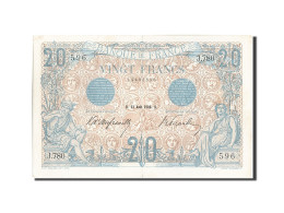 France, 20 Francs, 20 F 1905-1913 ''Bleu'', 1906, 1906-08-22, KM:68a, TTB+, F... - 20 F 1905-1913 ''Bleu''
