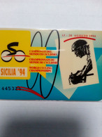 ITALIE CARTE PRESSE TELEPHONIQUE SICILIA 94 CHAMPIONNAT MONDE CYCLISME MAGNETIQUE NUMEROTEE - Sonderzwecke