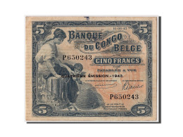 Billet, Congo Belge, 5 Francs, 1943, 1943-08-10, TTB - Bank Belg. Kongo