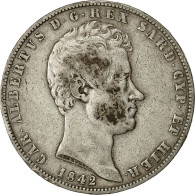 Monnaie, États Italiens, SARDINIA, Carlo Alberto, 5 Lire, 1842, Torino, TB+ - Piemonte-Sardinië- Italiaanse Savoie
