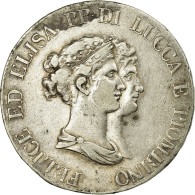 Monnaie, États Italiens, LUCCA, Felix And Elisa, 5 Franchi, 1806, Firenze, TTB - Lucca