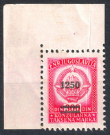 1970's Yugoslavia - Consular Revenue Tax Stamp - Passport - OVERPRINT  1250 / 300 Din - MNH - Corner - Officials