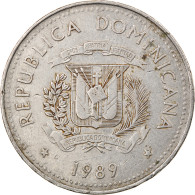 Monnaie, Dominican Republic, 1/2 Peso, 1989, TB+, Nickel Clad Steel, KM:73.1 - Dominicaine