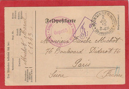 Carte En FM Du Camp De Munsingen Vers Paris (Marcel Michot) Kriegsgefangenen-lager 1915 - 1. Weltkrieg 1914-1918