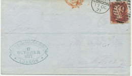 GB 1871 QV 1d Rose-red Pl.137 (LE) W Variety: Broken "E" Of "ONE" On VF Cover With Duplex "LONDON / 9" - Lettres & Documents