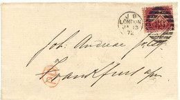 GB 1872 QV 1 D. Red Pl. 147 As Rare Single Postage VF Foreign Cover To GERMANY - Covers & Documents