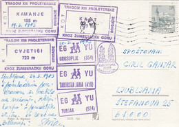Yugoslavia Mountaineering Alpinism Postmarks , Kamanje Žumberak Grosuplje Turjak Taborska Jama 1983 - Escalade