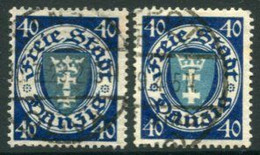 DANZIG 1924 Arms Definitive 40 Pf. In Two Shades, Used.. Michel  Spez..  199xa,xb  €46 - Usados