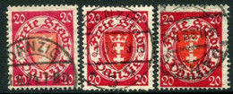 DANZIG 1924 Arms Definitive 20 Pf. In Three Shades, Used.. Michel  Spez..  196xa,xb,xba  €9.30 - Usados