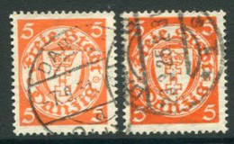 DANZIG 1924 Arms Definitive 5 Pf. In Two Shades, Used.. Michel  Spez..  193xa,xb  €3.90 - Afgestempeld