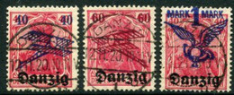 DANZIG 1920 Airmail Surcharges Used.  Michel 50-52 - Gebraucht
