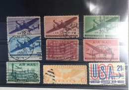 (stamps 10-3-2021) USA - Selection Of Used Air Mail Stamps (9 Stamps) - Autres & Non Classés