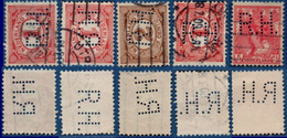 Nederland 1, 2 Ct Vurtheim 5 Ct Bontkraag Perfin "R.H.", Ruys Handelsondern., Amsterdam, Rotterdam & Utrecht Netherlands - Used Stamps