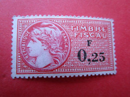 Timbre Vignette  FISCAL République Francaise  - 0.F 25 -NEUF - 1999-2009 Vignette Illustrate