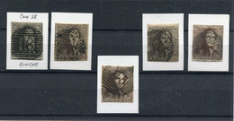 !!! BELGIQUE, LOT DE 5 EXEMPLAIRES SELECTIONNES DU N°1, BELLES NUANCES - 1849 Mostrine