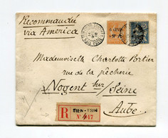 !!! CHINE, LETTRE RECO DE TSIEN TSIEN DE 1918 POUR LA FRANCE, VIA AMERICA - Cartas & Documentos