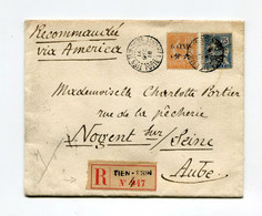 !!! CHINE, LETTRE RECO DE TSIEN TSIEN DE 1918 POUR LA FRANCE, VIA AMERICA - Brieven En Documenten