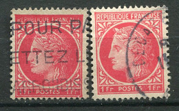 21069 FRANCE N°676° 1F Cérés De Mazelin : Impression Défectueuse Et Légende Obstruée + Normal 1945  TB - Used Stamps