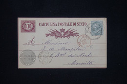 ITALIE - Entier Postal + Complément De Napoli En 1878 Pour La France Avec Cachet Rouge  Italie / Marseille  - L 91323 - Entiers Postaux