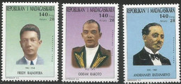 Madagascar, 1997, Mi 1869-1871, Personalities Of Cultural Life, Andrianary Ratianarivo, Pianist And Composer, 3v, MNH - Musique