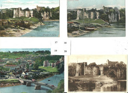 FOUR POSTCARDS - CHEPSTOW CASTLE - COLOURED AND SEPIA - Montgomeryshire