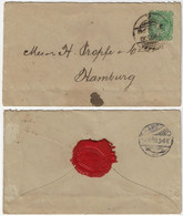India 1900 Cover From Calcutta To Hamburg Queen Victoria Stamp 2 Annas Perfin HSB The Hong Kong & Shanghai Banking Corp - 1882-1901 Imperium