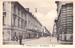 37 - TOURS : Rue Nationale ( Animation ) CPSM Sépia 1930-40's - Indre Et Loire - Tours