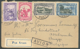 Lettre Par Avion (Etiquette + Griffe) Aafr. PA Et Scènes De Village à 4Fr50 Obl. Sc ELISABETHVILLE POSTES Le 7-5-1925 Ve - Cartas & Documentos