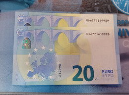 20 EURO FRANCE U034 A5 - CHARGE 77 - U034A5 - PAREJA RADAR - UD6771619998 / UD6771619989 - NEUF - UNC - 20 Euro