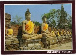 Wat Yai Chai Mongkol - Buddha Statues Line The Courtyard Of A Huge Chedee (pagoda),  Ayudhya Province, Thailand - Thaïlande