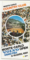 MONACO PROGRAMME OPEN DE TENNIS DE MONTE CARLO 1981 - Programme