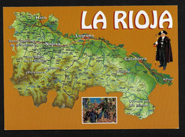 La Rioja / Spain Espagne / Carte Postale Avec Illustration Map Carte Géographique En Couleur - Carte Geografiche
