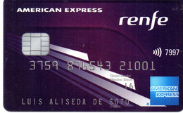 CREDIT CARD PUBLICITY RENFE AMERICAN EXPRESS TRAIN BAHN SPAIN - FINE PLASTIC - Emissioni Private