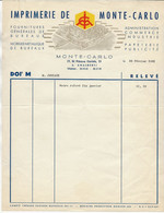 MONACO FACTURE DE L'IMPRIMERIE DE MONACO 1961 - Printing & Stationeries