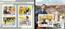 Guinea 2016, The First Olympic Games, De Coubertin, Athletic, 4val In BF +BF IMPERFORATED - Sommer 1896: Athen