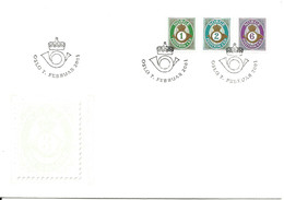 Norway 2001 Posthorn, 1,2 And 6 Kr Mi 1380-1382, FDC - Briefe U. Dokumente