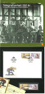 Norway 2005 The Telegraph Service 150th Anniversary,  Mi 1550-1551  MNH And FDC In Folder - Cartas & Documentos