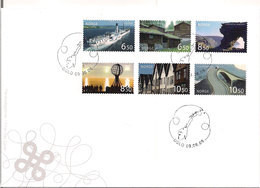 Norge Norway 2006 Tourist Stamps, Ship, Mountians, Roads, Bridge, Polar Circle, Bergen, Mi 1581-1586, FDC - Cartas & Documentos