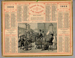 CALENDRIER GF 1903 - Paris Marché Aux Oiseaux, Imprimeur Oberthur Rennes - Grossformat : 1901-20