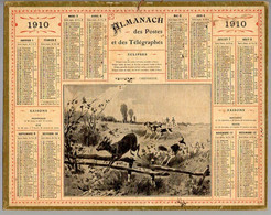 CALENDRIER GF 1910 - Chasse Aux Chevreuil, Imprimeur Oberthur Rennes - Groot Formaat: 1901-20