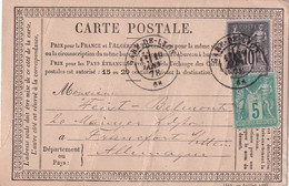 FRANCE   1878   ENTIER POSTAL/GANZSACHE/POSTAL STATIONARY  CARTE PRECURSEUR DE LYON - Voorloper Kaarten