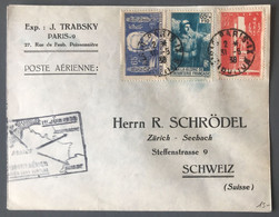 France N°383, 387 Et 395 Sur Enveloppe 31.5.1938 De Paris (Aviation) Pour La Suisse - (B3916) - 1921-1960: Période Moderne