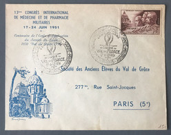 France N°898 Sur Enveloppe Cachet 13éme CONGRES INTERNATIONAL DE SANTE MILITAIRE, PARIS 1951 - (B3918) - 1921-1960: Période Moderne