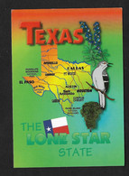 Texas Etats Unis Amérique / Carte Postale Avec Illustration Map Carte Géographique - Carte Geografiche