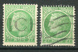 21074 FRANCE N°680 ° 2F Cérés De Mazelin : Timbre De Droite Plus Petit Et Point Blanc Sous Le Menton 1945  TB - Used Stamps