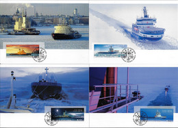 Finland 2005 Complete Series 4 Postal Stationery Maximum Card Transport Boat Ship Icebreaker - Bateaux