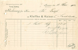 WUPPERTAL Barmen Rittershausen Rechnung 1902 " Klaffke & Kaiser Fourage-Handlung " - Food