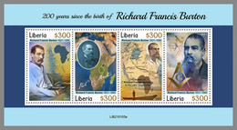 LIBERIA 2021 MNH Richard Francis Burton Africa Explorer Afrikaforscher Explorateur M/S - OFFICIAL ISSUE - DHQ2111 - Esploratori