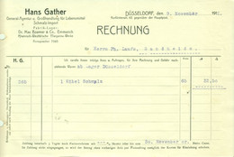 Düsseldorf Rechnung 1912 " Hans Gather Schmalz-Import Lebensmittel-Großhandel " - Lebensmittel